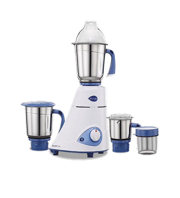 Preethi Blue Leaf Silver Mixer Grinder 600 Watt with 4 Jars (White)